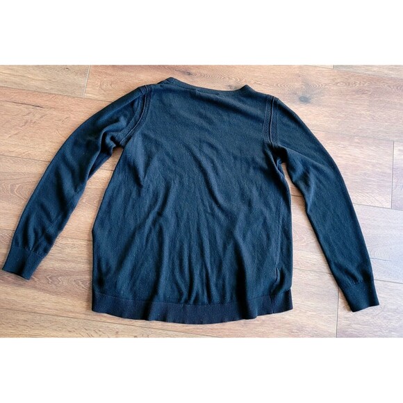 Ann Taylor LOFT Sweater Wool Blend Size M Black Long Sleeve Asymetrical Stitch - Picture 3 of 12